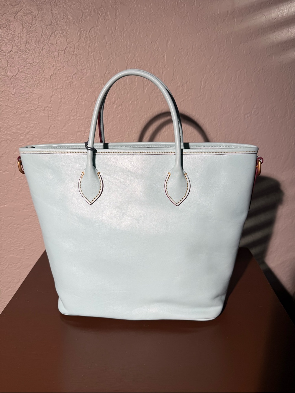 Dooney & Bourke Florentine Handle Tote – Pale Blue & Dark Red ($498) - Picture 6 of 16